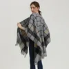 Scarves 2023 Faux Cashmere Classic Plaid Poncho Women Large Scarf Shawl Tassel Dual-purpose Travel Warm Cloak Pography Accessories