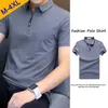 Polos pour hommes Polos Hommes Été Coton Spandex À Manches Courtes Solide Style Coréen Fermeture À Glissière Mâle Marque Mode Slim Fit Tees Tops