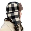 Berets Winter Outdoor Ski Hat Russian Pilot For Women's Ushanka Warm Trapper Cap Plaid Bomber Men Cashmere Design Earflap Caps