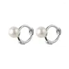 Hoop Earrings 925 Sterling Silver 5mm Pearl Charm Jewelry Fine For Women Gifts Small Earring Accessories Bijoux