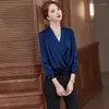 Dames blouses mode blauwe shirts dames dames lange mouw dameskantoor tops losse vrouwelijke buitenverklaring casual kleding lente herfst s-4xl