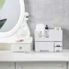 Förvaringslådor micck dubbelskikt skrivbord makeup arrangör kvinnor låda kosmetiska läppar läppstift badrum