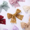 Lace Solid Color Ribbon Bows Hair Clip For Kids Girls Hollow Bowknot Barrettes Hair Pins Baby Headwear Hair Accessories 1459