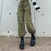 여자 바지 Xingqing 패션화물 여성 포켓과 함께 땀을 흘리며 빈티지 군대 녹색 바지 스트리트웨어 스웨트 팬츠 조깅