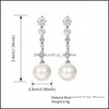 Stud Cubic Zircon Long Pearl Pendant Boucles d'oreilles de haute qualité Sier / Gold Color Drop pour les femmes Bijoux Giftz Delivery Dhnd5