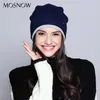 Gorros grisões/caveira tampa Mosnow lã Chapéus de inverno para mulheres elegantes camadas duplas de malha de malha grossa 2023 chapéu feminino #mz724