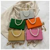 Shoulder Bags Fashion Elegant Women's Luxury Handbag With Pearl Chain PU Leather Small Messenger Bag Wedding Party Box Clutch Purse