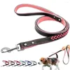 Dog Collars 120cm Long Braided Leather Leash Pet Lead Puppy Walking Training Traction Rope Belt For Small Medium Dogs