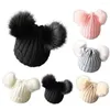 Dekens volwassen wintermerk dop dubbele real fur ball pom pom poms hoed voor dame gebreide schedels dames muts 1-3 jaar oud deken