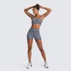 Aktif Setleri Spor Salonu Bayan Kıyafetleri 2023 Kadınlar İçin Egzersiz Kıyafetleri Sportwear Likra Spor Sutyen Şort Set Spor Giyim Sarı Giymek