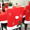 Juldekorationer semester Santa stol hatt täcker dukduk fest bordsmiddagsdekoration heminredning