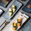 Placas de cerâmica de estilo japonês Plate Retângulo Sushi Platter Principal Curso Principal Sashimi Cake Snack bandeja Restaurante Cozinha material
