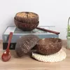 Ciotole Ciotola in cocco naturale Protezione Stoviglie in legno Cucchiaio Insalata di frutta Set da cucina con guscio creativo