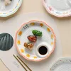 Plates Japanese Ceramic Round Dumpling French Fries Plate With Soy Sauce Vinegar Dish El Sushi Snack Dessert Fruit Tableware