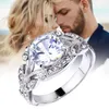 Bröllopsringar Princess Ring Rhinestone Jewelry Tree Leaf Engagement Inlaid Alloy Finger Decoration for Women H9