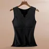 Camisoles Tanks Mulheres 2023 Autumn Winter tanque quente Tampa feminina de veludo fêmea Thermo Linger Lingerie com sutiã acolchoado H92