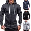 Men's Hoodies Brand Fashion Hooded Zipper Sweatshirt Long Sleeve Jumper Outwear Coat Casual Solid Tops