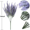 Dekorative Blumenkränze, beflockter Lavendel, künstlicher DIY-Hochzeitsstrauß, Zuhause, Outdoor, Garten, Weihnachtsdekoration, Kunststoffpflanze, FlowerDe