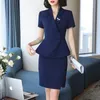 Work Dresses Dress Suit Office Ladies Wear Formal Business Fashion Design Ruffle Short Sleeve Blazer Pencil Women Female Plus Size