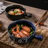 Servis sätter japansk stil keramisk handtag skål kreativ fruktsallad soppa nudel frukost bakpanna mikrovågsugn