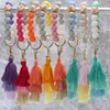 Keychains Colorful Silicone Beads Keychain For Women Multilayer Tassel Bracelet Keyring Jewelry Accessories