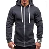 Men's Hoodies Brand Fashion Hooded Zipper Sweatshirt Long Sleeve Jumper Outwear Coat Casual Solid Tops