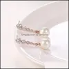 Stud Cubic Zircon Long Pearl Pendant Boucles d'oreilles de haute qualité Sier / Gold Color Drop pour les femmes Bijoux Giftz Delivery Dhnd5