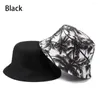 Berets Fashion Coconut Bucket Hat Canvas Foldable Double-Sided Fisherman Cap Women Men Outdoor Sunscreen