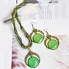 Necklace Earrings Set Ethnic Style 2Pcs/Set Eye-attractive Skin-touching Jewelry Rhinestones Decor For Daily Wear