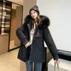 Women's Down & Parkas ZQLZ Cotton Padded Coat Women Winter 2023 Long Parka Female Loose Solid Hooded Fur Collar Plus Size Warm Black Jacket