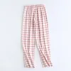 Women's Sleepwear Spring Cotton Pajamas Women's Home Pants Thin Breathable Couples Sleep Bottoms Plaid Night Trousers Hombre Loungewear