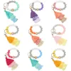 Keychains Colorful Silicone Beads Keychain For Women Multilayer Tassel Bracelet Keyring Jewelry Accessories