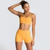 Active Sets Gym Womens Outfits 2023 Тренировочная одежда для женщин Спортивная одежда Lycra Sports Bra Shorts Set Fitness Clothing Wear Yellow