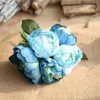 Dekorativ blommor Blomma vas med konstgjord 1 bukett 6 huvuden Peony Silk Wedding Party Decor Fall Garland
