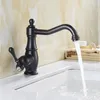 Bathroom Sink Faucets Ly Black Bronze Basin Faucet 360 Swivel Carved Handle Cold Mixer Tap Kitchen