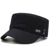 Szerokie brzeg kapelusze solidne marka wojskowa Summer Baseball Cap Unisex All Cotton Flat Top Hat Fashion Army Caps dla dorosłych