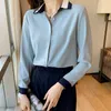 Bloups feminina camisas Chikichi Blue Chiffon Woman camisa 2023 Spring Sleeve Ladies Macacão Entrevista Tops Profissional Busine formal