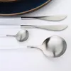 Din sets sets jankng 24 stcs zilverwerk bestek zwart zilveren roestvrij staal flatware mes vork lepel diner servies