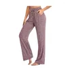 Indumenti da notte da donna Fondo notte Pantaloni lunghi in cotone da donna Pigiama per la casa Slip morbido Pantaloni estivi con coulisse Taglia grande Tinta unita sexy Casual