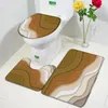 Badmatten Samenvatting Geometrische mat set blauw groen bruin creatief golfpatroon marmeren tapijt badkamer decor tapijt niet-slip toilet deksel