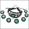 Cadena de eslabones 12 Constelación Cuerda de cuero luminosa Pulsera Signos del zodiaco Animales Sier Vidrio plateado Ajustable Moda Jewerly Regalo D Dhojn