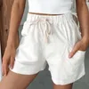 Shorts pour femmes simples poches à la mode entrejambe profonde pantalons d'été sport dame court beau pour le travail