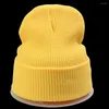 Bérets Blank Solid Winter Knit Beanie Hat pour femmes Hommes Stretch Doux Élégant Noir Orange Jaune Beige Vert Foncé