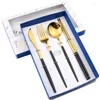 Dinnerware Sets 4Pcs Stainless Steel Silverware Flatware Set Steak Knife Fork Spoon Chopsticks Gift Box Camping Cutlery Western Dinner