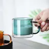 Vinglas med dubbla muromgärdade glas kopp kaffemugg med handtag värmebeständig isolerad klar för kall dryck latte cappuccino teöl