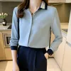 Chemises de chemisiers pour femmes Shirts Chikichi Blue Mariffon Woman 2023 printemps à manches longues pour femmes intervalles interview