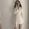 Women's Suits & Blazers Fashion And Jackets For Women Long Suit Jacket Black Blazer Female Cape Clothing With Sashes 2023 Autumn