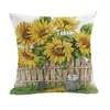 Pillow Sunflower Cover Rustic Yellow Flowers Plants Butterfly Birds Rural Scenery Home Decor Living Room Sofa Pillowcase