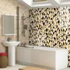 Wall Stickers Black Yellow Puzzle PVC Waterproof Kitchen Decoration Removable Wallpaper Geometric Creative Tile Gold