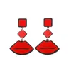 Dangle Earrings & Chandelier Trendy Geometric Stitching Acrylic For Women Sexy Red Lips Female Jewellery AccessoriesDangle